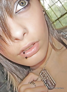  xxx pics Pierced and tattooed babe camwhoring, goth , schoolgirl 